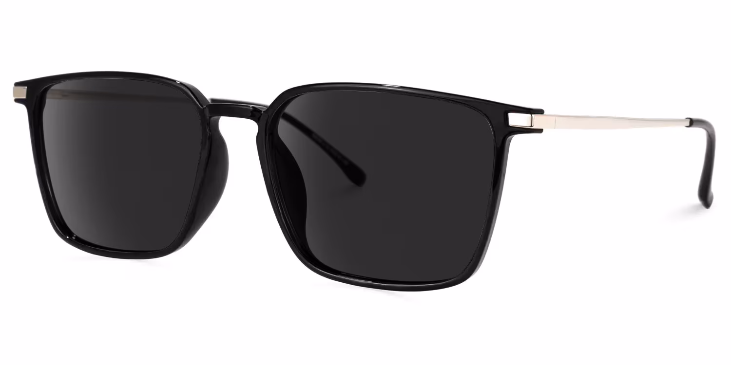 Sophisticated Square Black Sunglasses with Metal Hinges