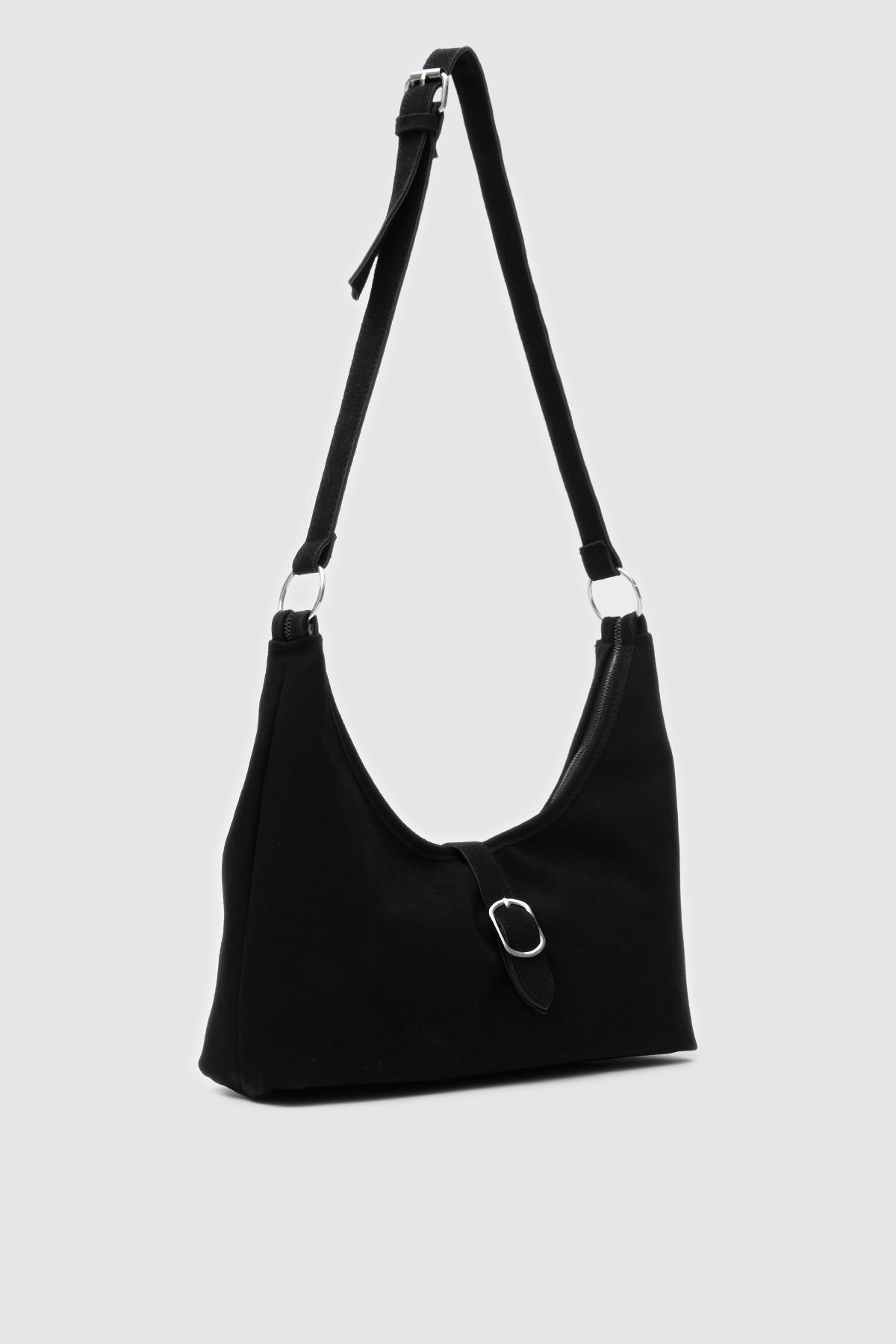 Elegant Black Canvas Shoulder Bag