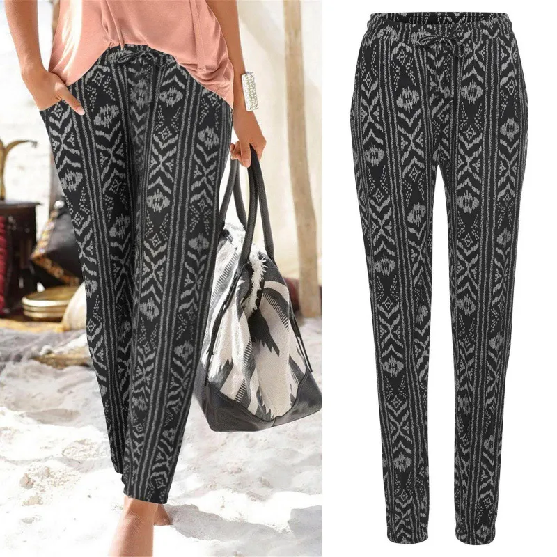 Women's Holiday Streetwear Printing Full Length Pocket Casual Pants