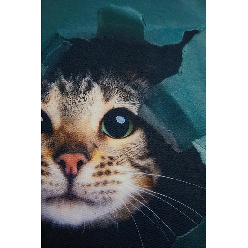 Stylish Women's 3D Cat Print T-Shirt - Trendy Round Neck Short Sleeve for Daily and Weekend Wear