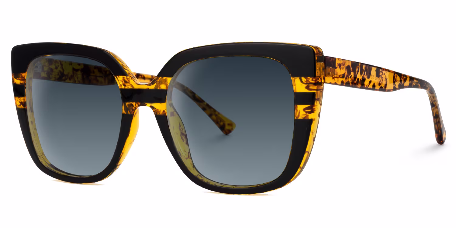Chic Square Tortoise Sunglasses with Glossy Finish and Flexible Metal Hinges