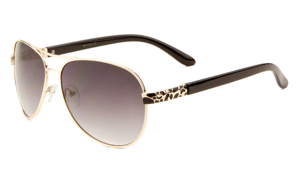 Elegant Metal Temple Sunglasses with Vine Deco and Shiny Plastic Legs