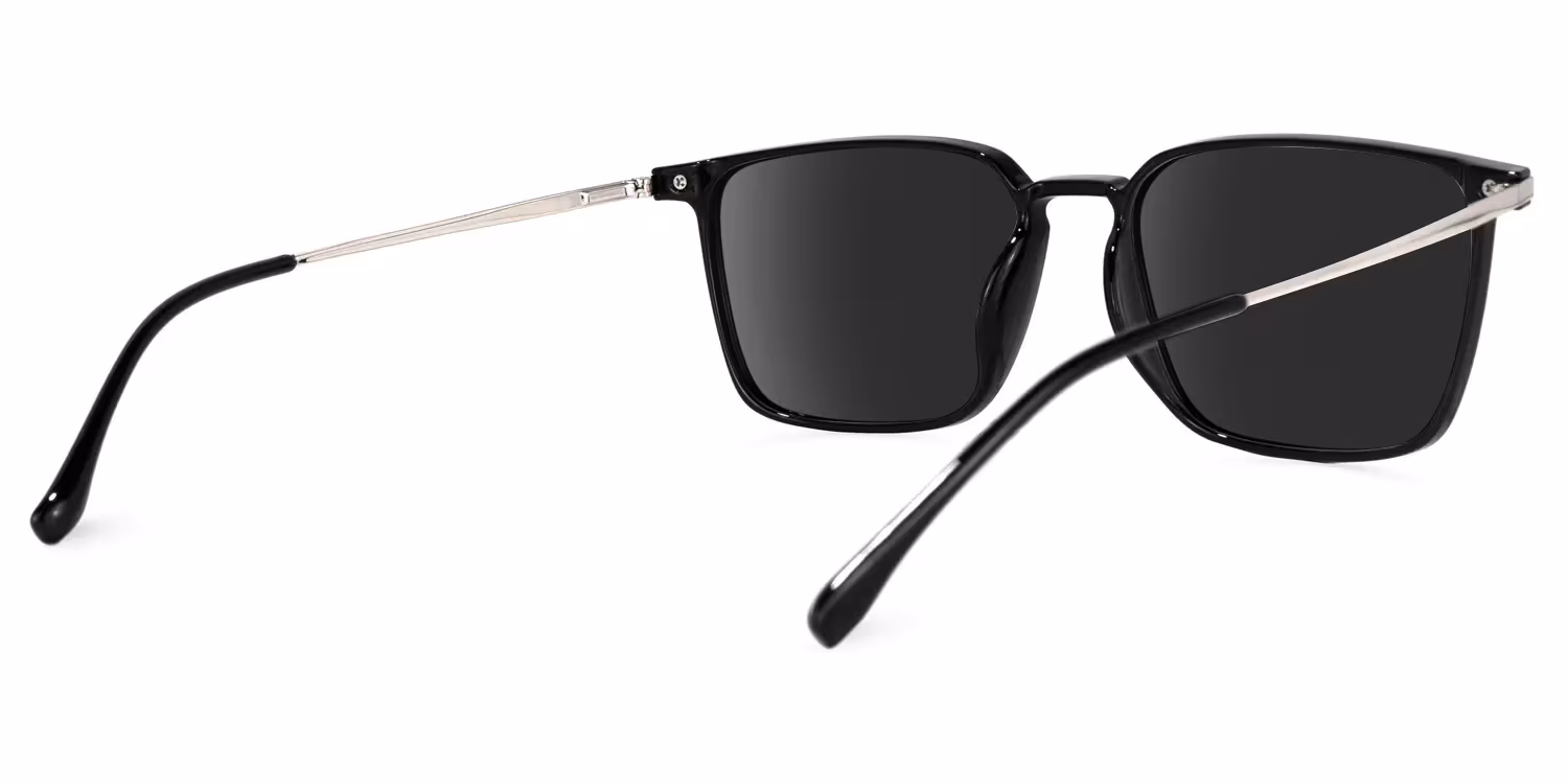 Sophisticated Square Black Sunglasses with Metal Hinges