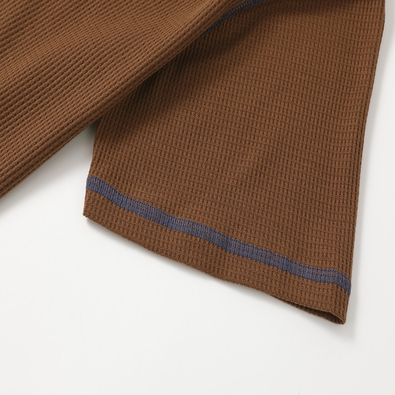 Men's Stylish Plaid Checkered Waffle Henley Shirt with Button Design - Casual Outdoor Short Sleeve Tee