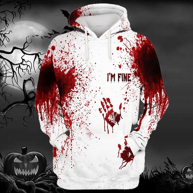 Halloween Themed 3D Graphic Pullover Hoodie - Classic Casual Streetwear for Fall and Holiday Seasons