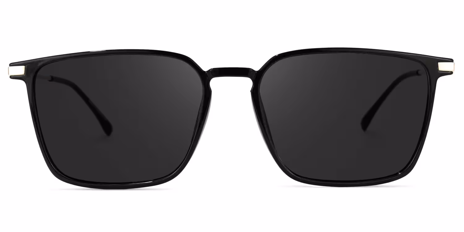 Sophisticated Square Black Sunglasses with Metal Hinges
