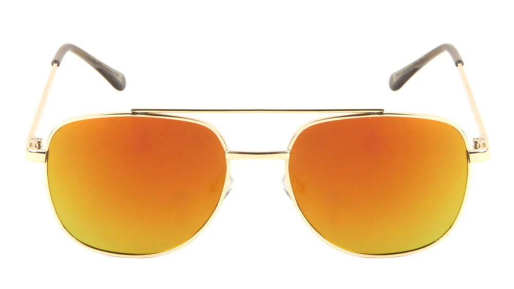 Contemporary Squared Metal Sunglasses with Plastic Tips and Sleek Design