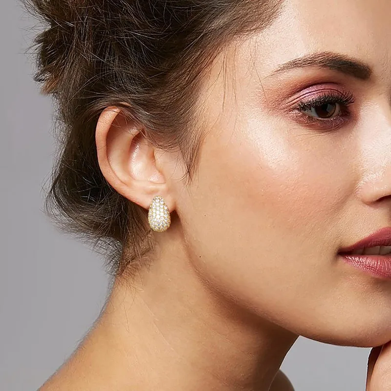 French Water Drop Zircon Ear Studs