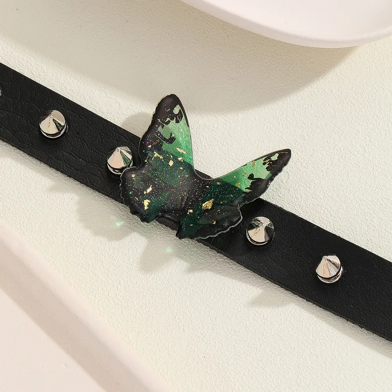 Punk Butterfly Leather Necklace