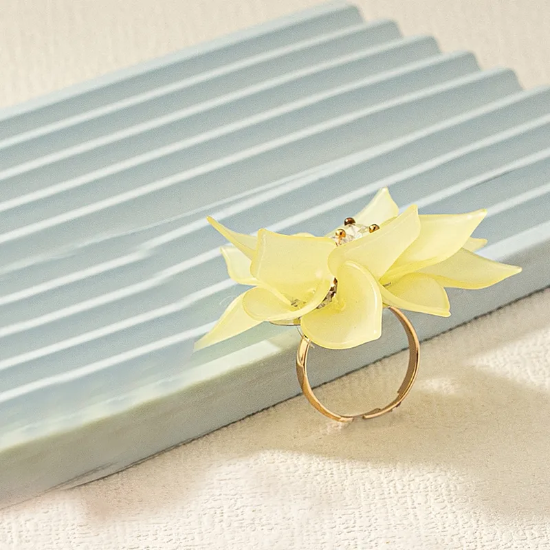 Romantic Flower Acrylic Open Ring