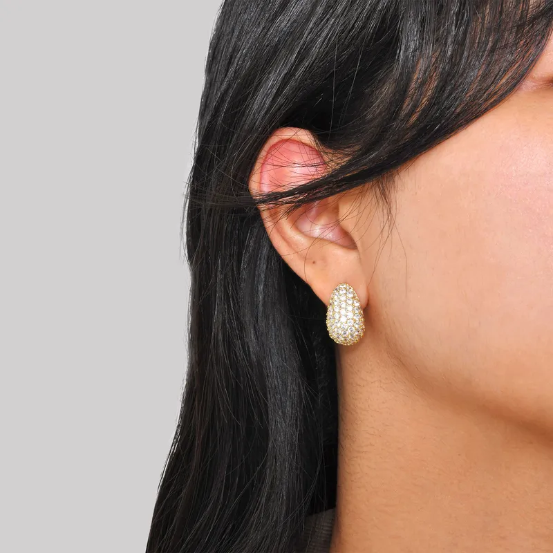 French Water Drop Zircon Ear Studs