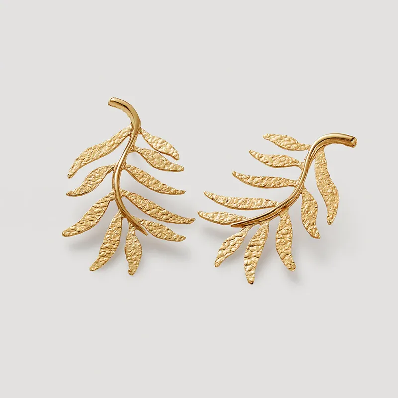 Simple Leaves Gold Plated Ear Studs