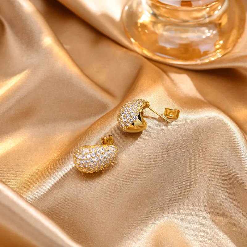 French Water Drop Zircon Ear Studs