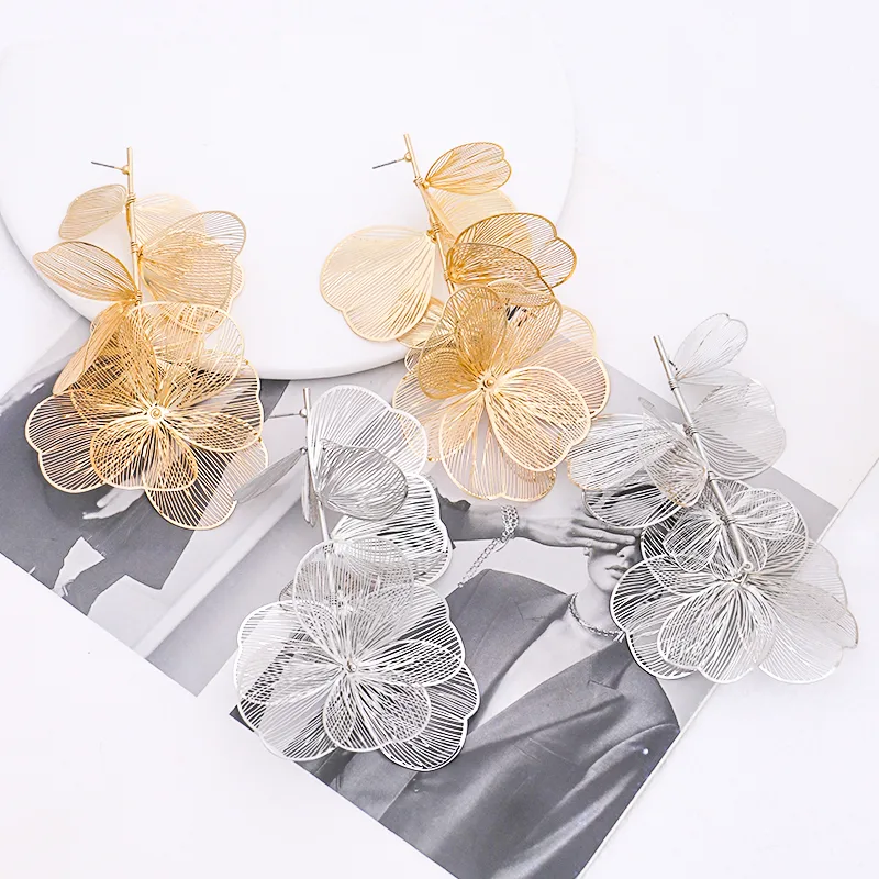 Vintage Exaggerated Flower Drop Earrings PJ-BR-0115