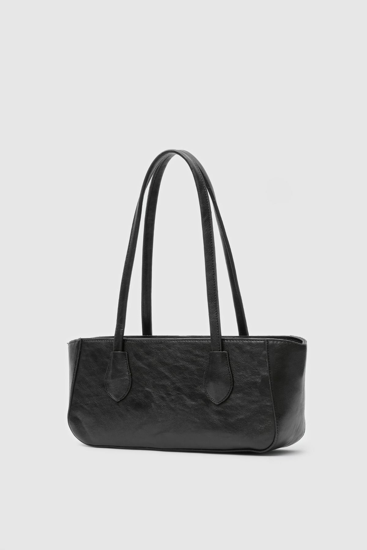 Elegant Black Faux Leather Handbag