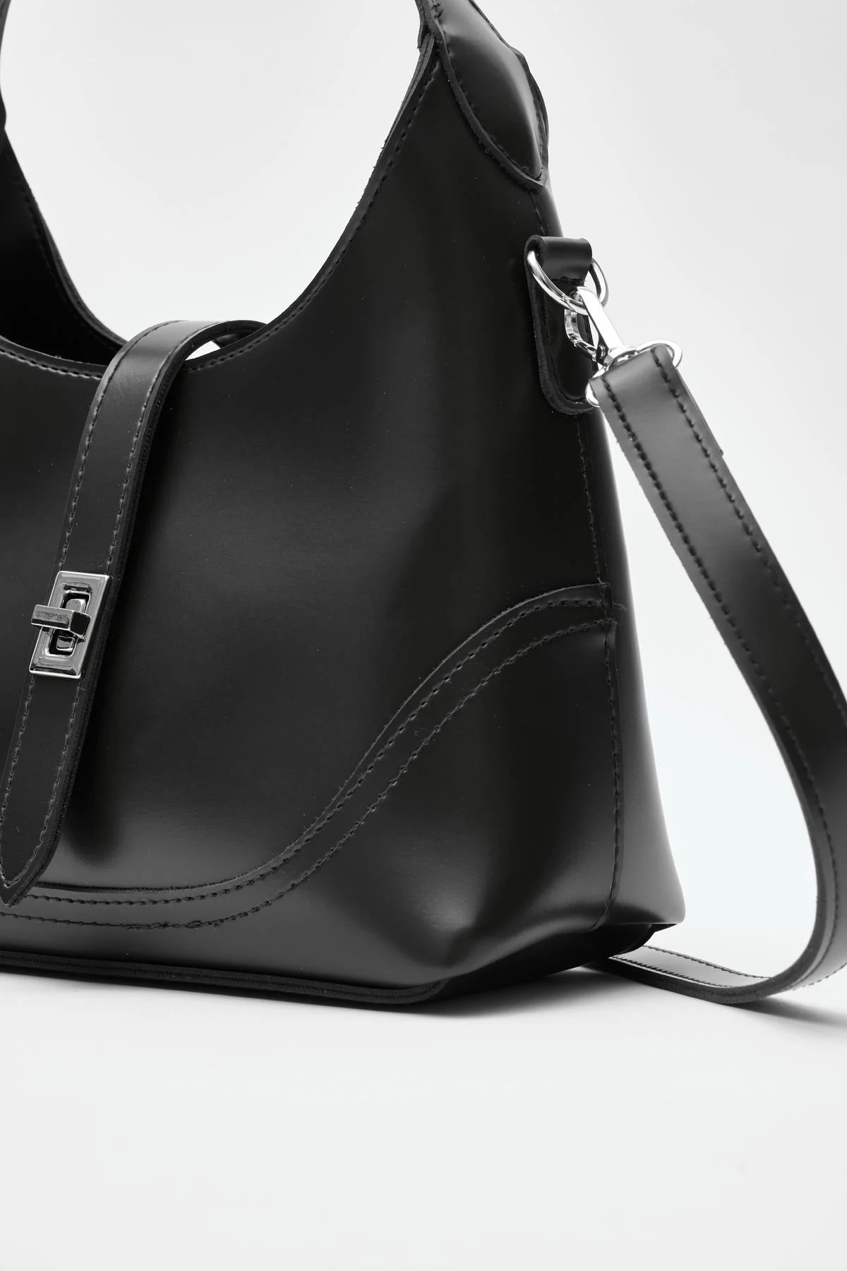 Elegant Black Faux Leather Handbag