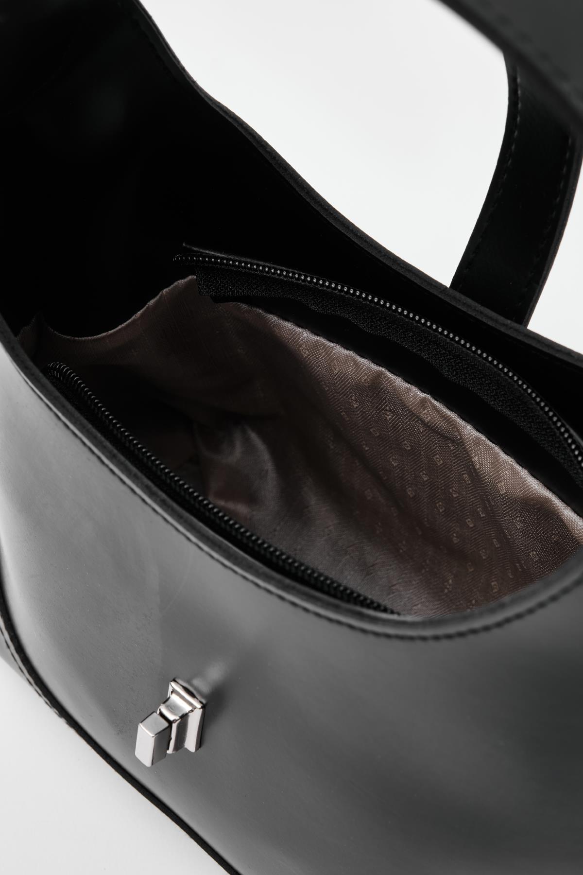 Elegant Black Faux Leather Handbag