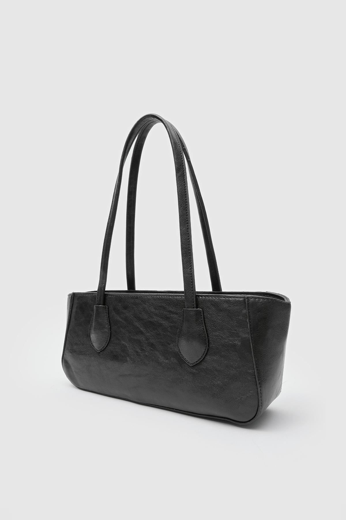 Elegant Black Faux Leather Handbag