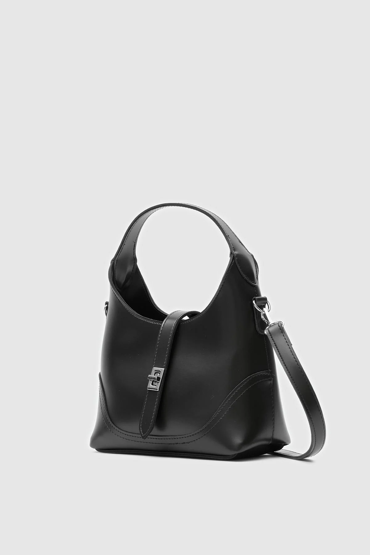 Elegant Black Faux Leather Handbag