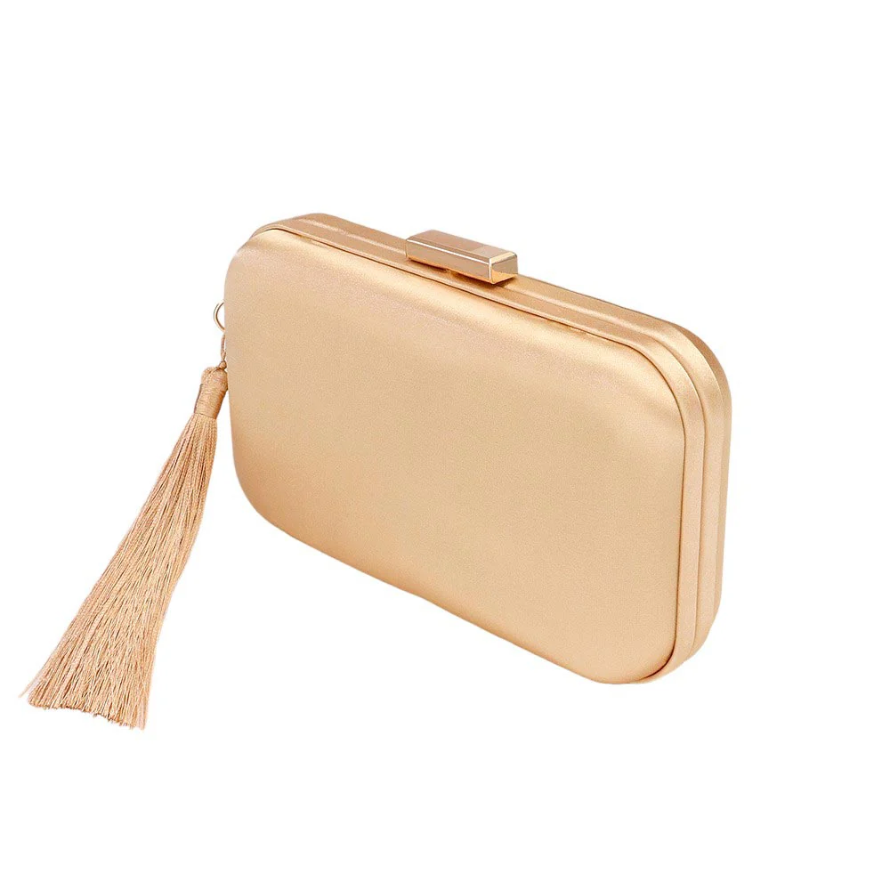 Elegant Pink Satin Clutch With Tassel